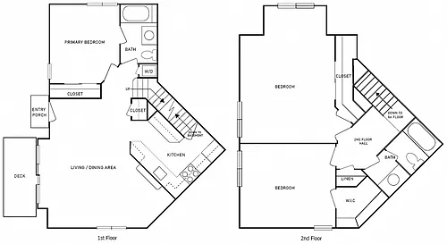 Floor plan 3-Bedroom, 2-Bath Townhome w/Basement
