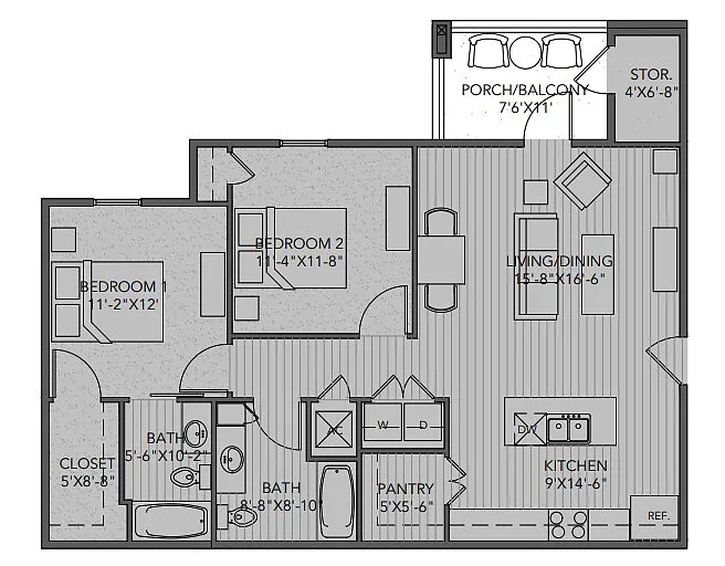 Floor plan 2 Bedroom A
