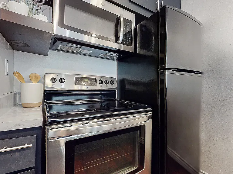 Ample storage space in the updated kitchen
