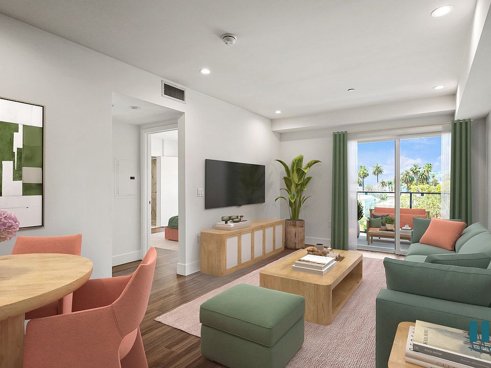 Dining and Living Room with Recessed Lighting, Vinyl Flooring, and a Patio