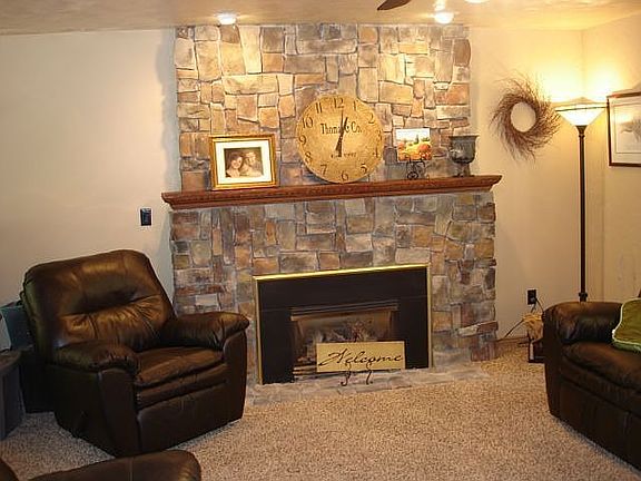 Stone fireplace