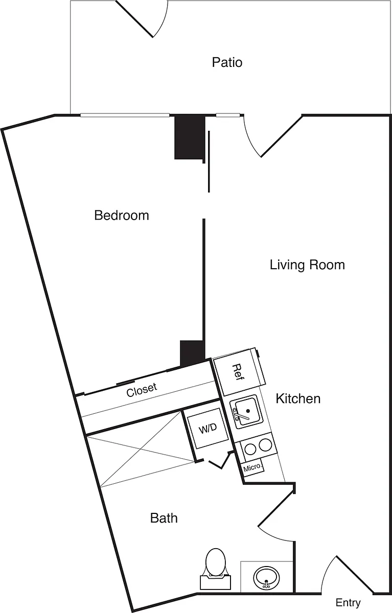 Floor plan 1 Bedroom E - Unit A