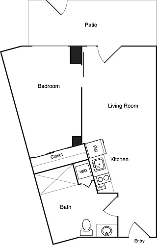 Floor plan 1 Bedroom E - Unit A