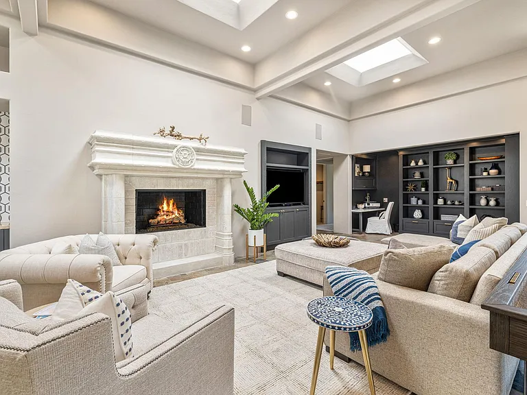 TV and fireplace