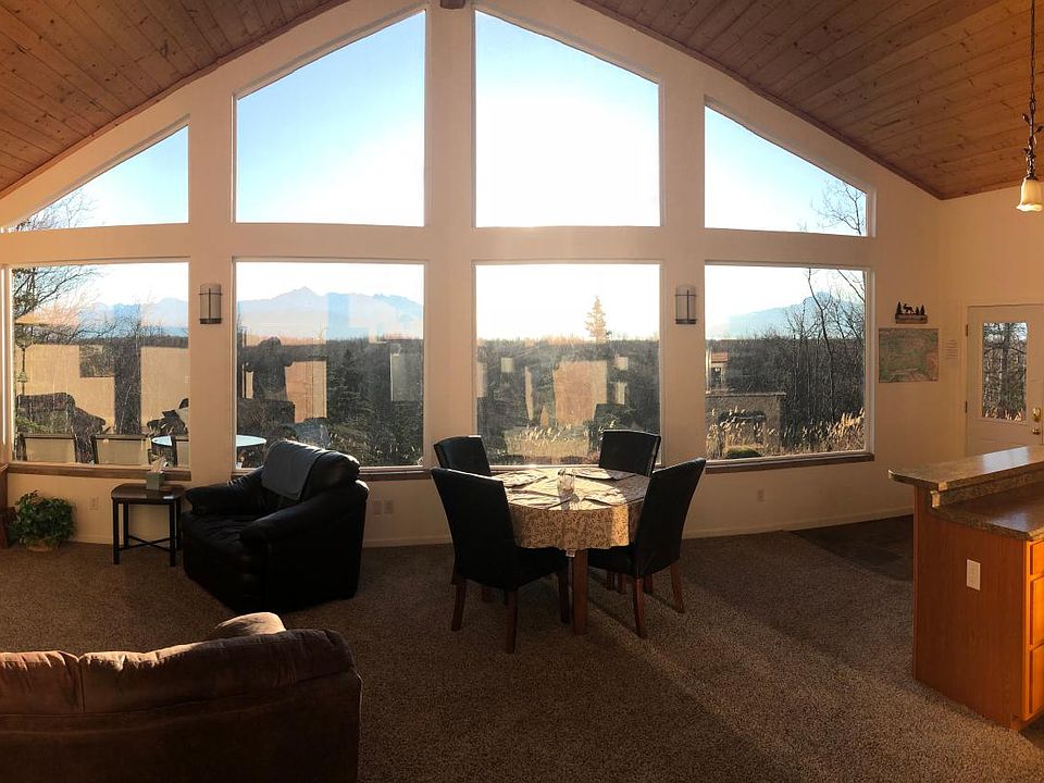 View of the Chugach and Talkeetna mountains from the living room