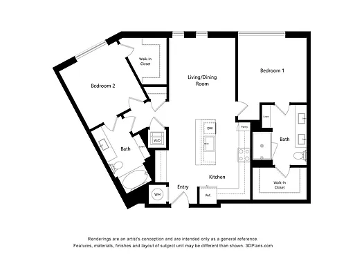 Floor plan 2 Bed/2 Bath-B2