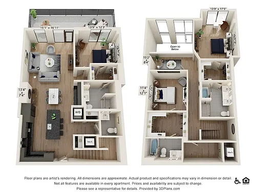 Floor plan Three Bedroom Townhouse (2386 SF)
