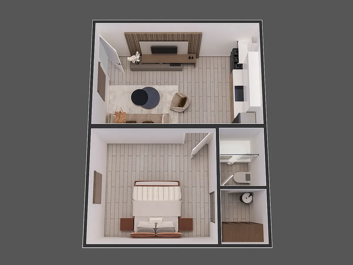 Floor plan One Bedroom One Bath Type I