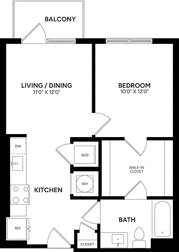 Floor plan 1 Bed/ 1 Bath-A03a