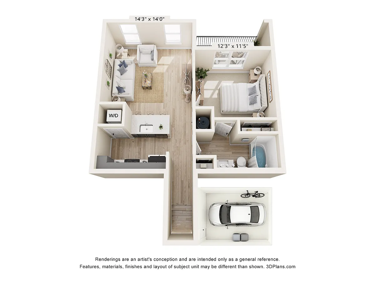 Floor plan BH-A1-A (U) w/ Garage (Income Restricted)