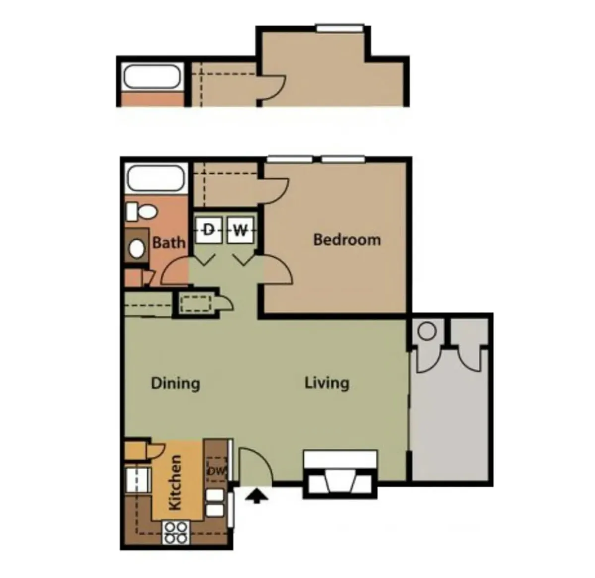 Floor plan 1 Bed 1 Bath B