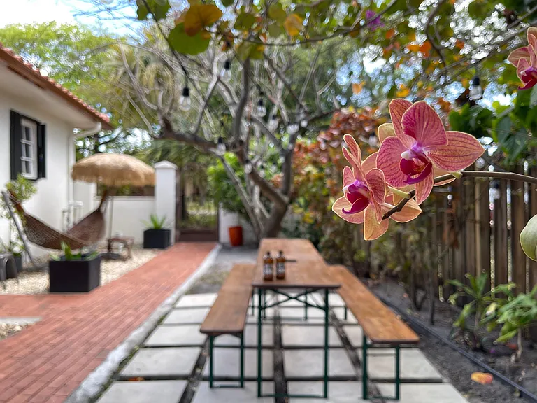 Left side yard with room for outdoor dining.