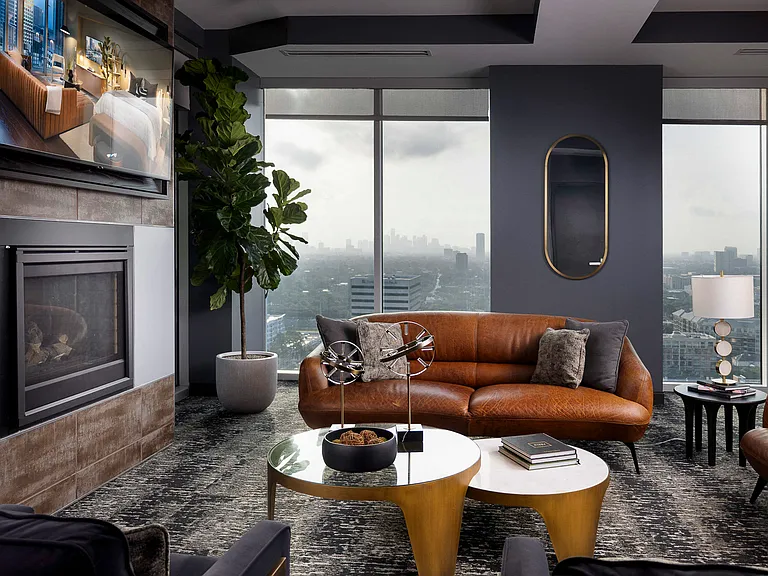 Rooftop SkyLounge with city views and comfortable seating