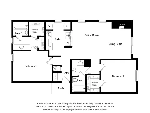 Floor plan B2 | 2 Bed | 1 Bath | Signature