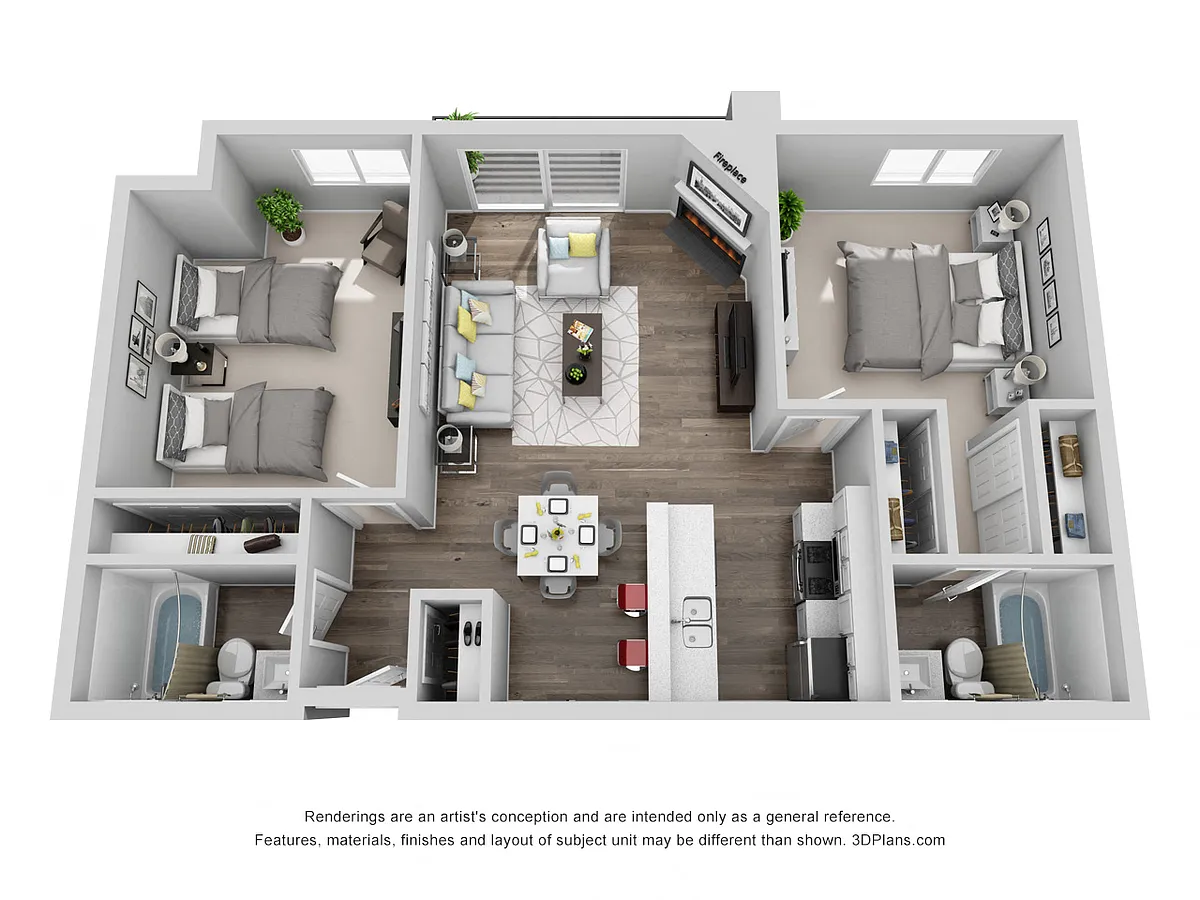 Floor plan Two Bedroom Two Bath