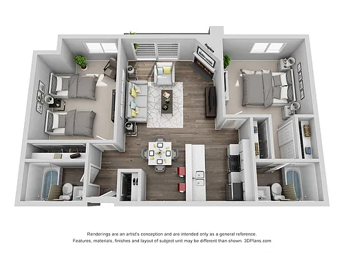 Floor plan Two Bedroom Two Bath