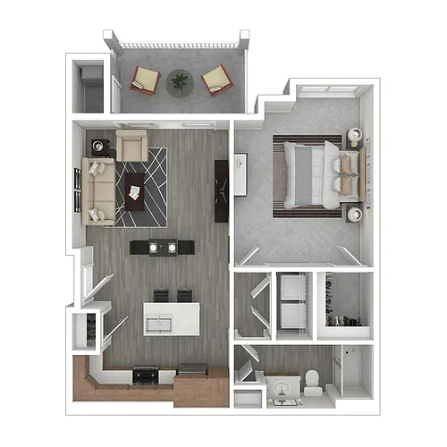 Floor plan One Bedroom Walkup Building