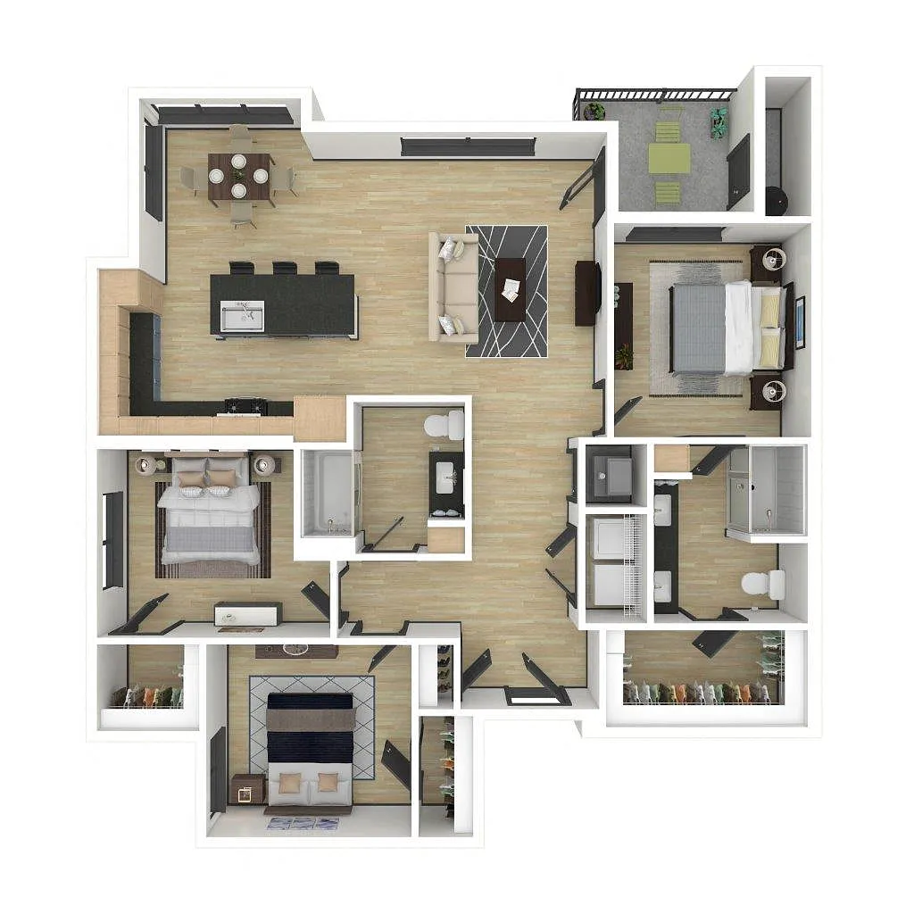 Floor plan C1: 3 Bed 2 Bath