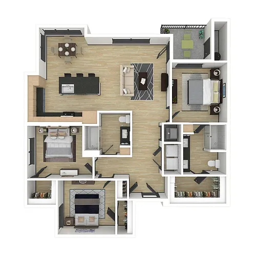 Floor plan C1: 3 Bed 2 Bath