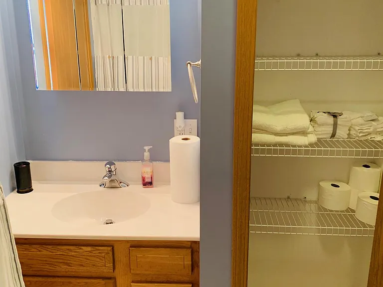 Upstairs bathroom with closet