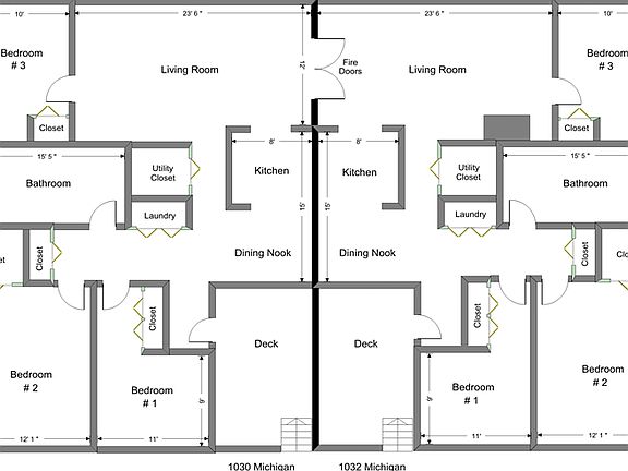 1030 & 1032 Michigan Floor Plan