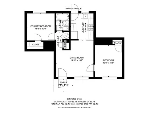 Floor plan 2 Bed/1 Bath