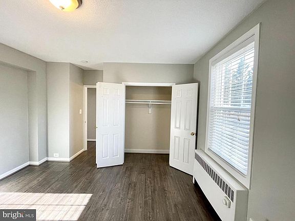The bedroom has a nice big closet