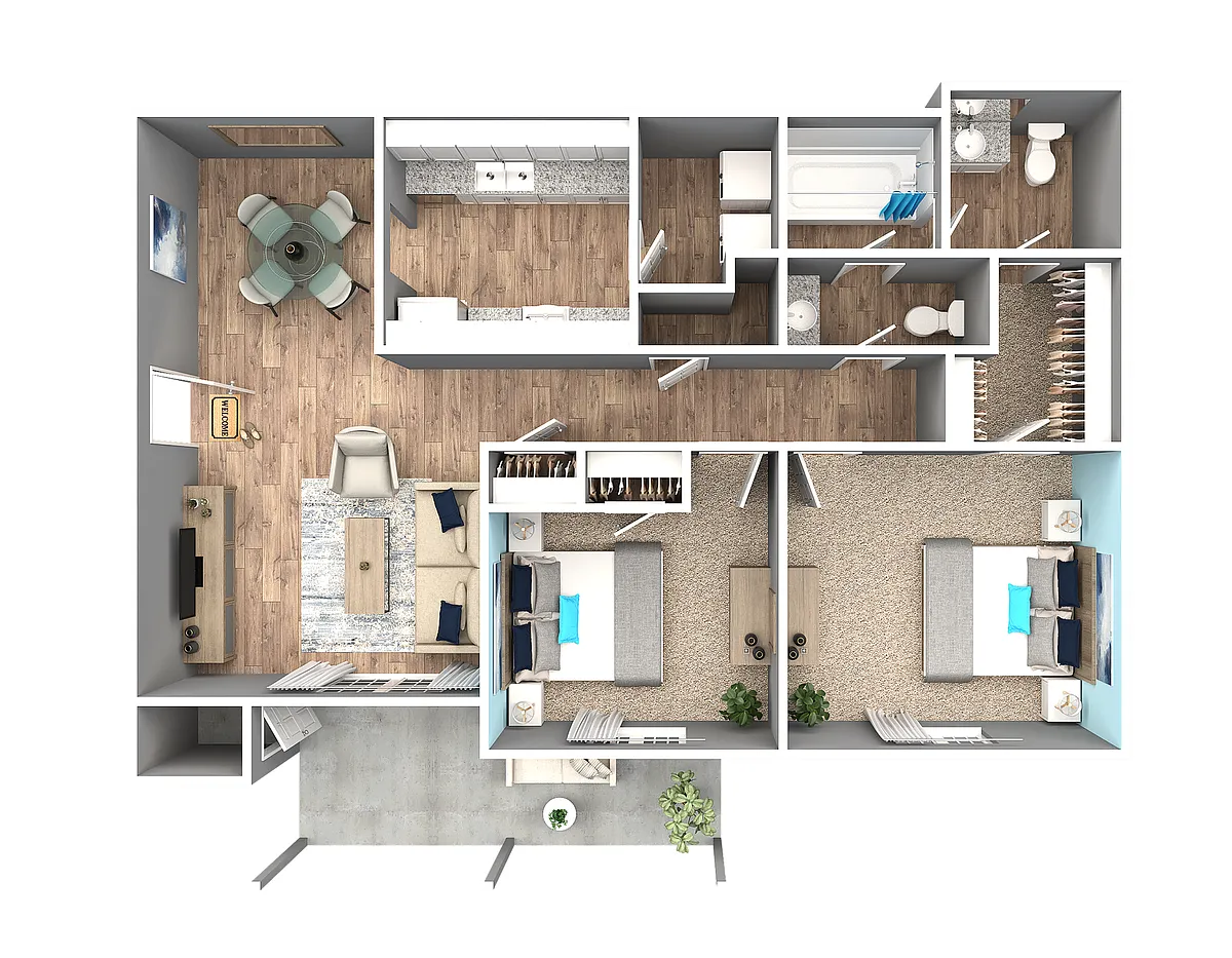 Floor plan Two Bedroom | One and a Half Bathroom
