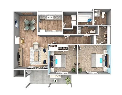 Floor plan Two Bedroom | One and a Half Bathroom