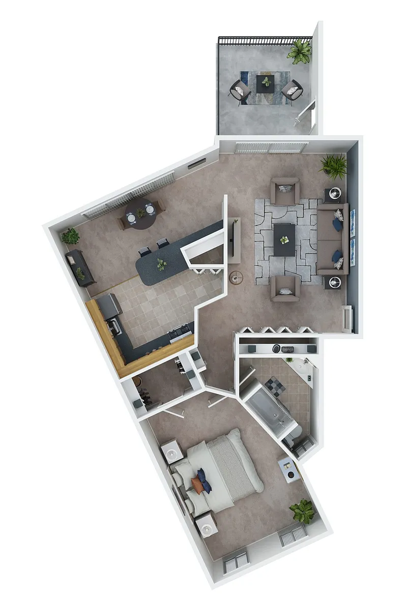 Floor plan Super Deluxe 1 Bed 1 Bath