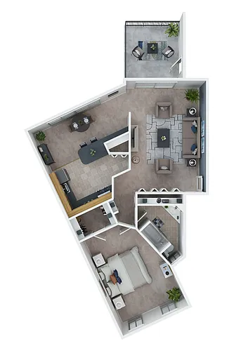 Floor plan Super Deluxe 1 Bed 1 Bath