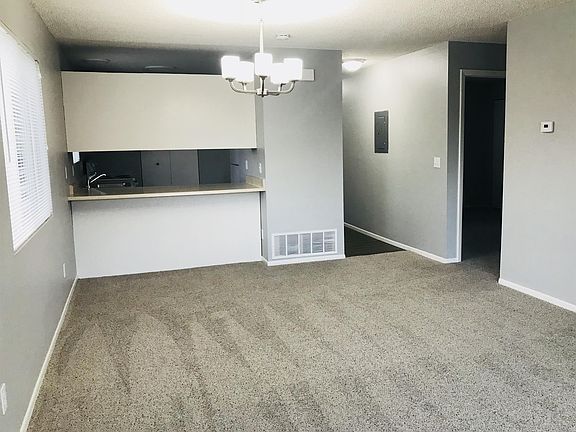 View from living room toward kitchen/dining area