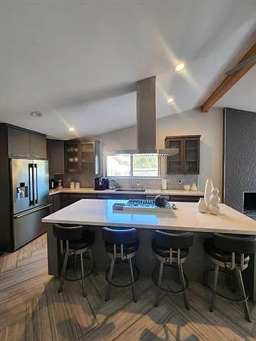 Island and kitchen