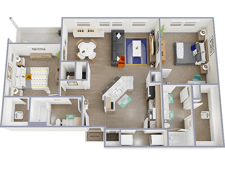 Floor plan 2 Bed, 2 Bath B