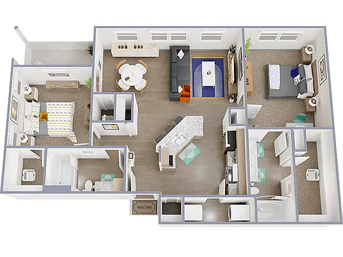 Floor plan 2 Bed, 2 Bath B