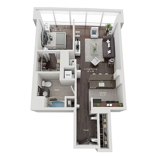 Floor plan Jr. One Bed Style (J)