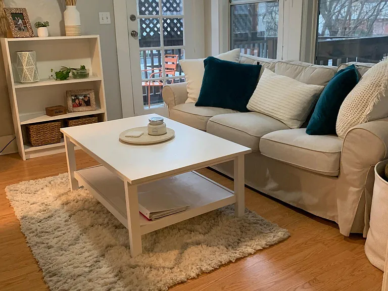 Living area with door to deck