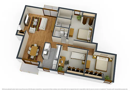Floor plan 3 Bed, 2 Bath
