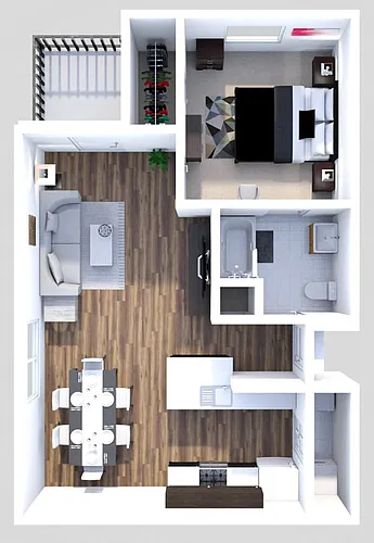 Floor plan 1 Bedroom 1 Bathroom