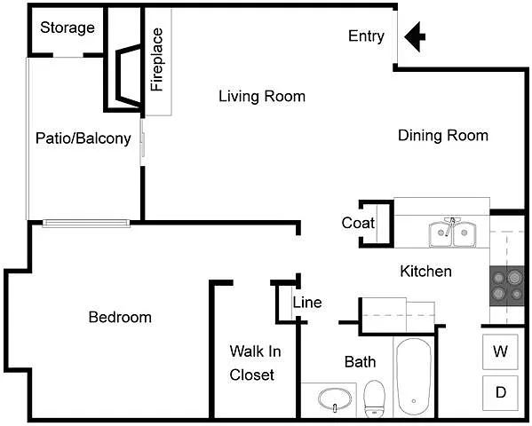 Floor plan 1 Bedroom 1 Bath