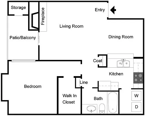 Floor plan 1 Bedroom 1 Bath