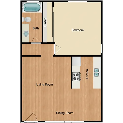 Floor plan 1 Bed 1 Bath