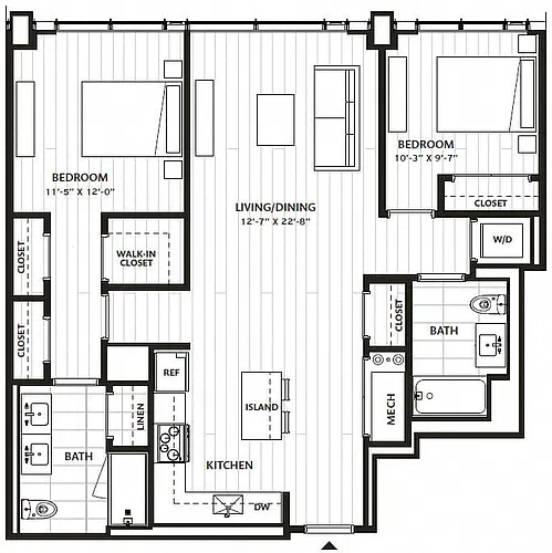 Floor plan 2 Bed/2 Bath-B3