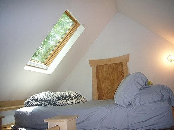 loft bedroom with skylight