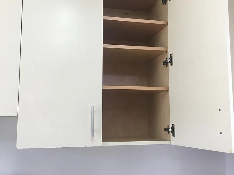 Newly installed kitchen cabinets