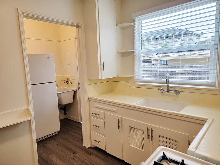 Kitchen with back entry