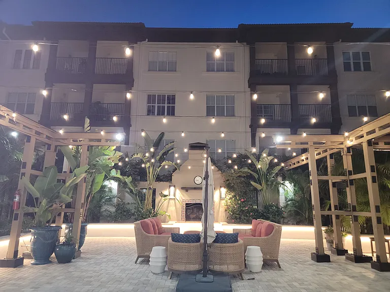 Seating outside in the courtyard
