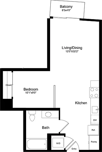 Floor plan S1 - Angled with Balcony