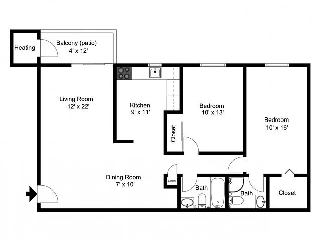 Floor plan 2BR/2BA