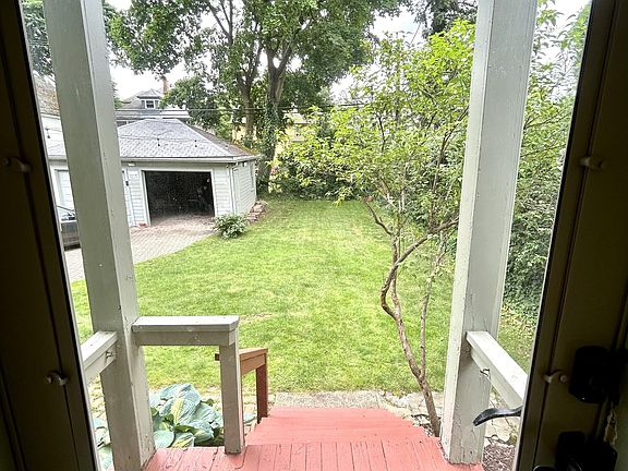 View from front door into backyard